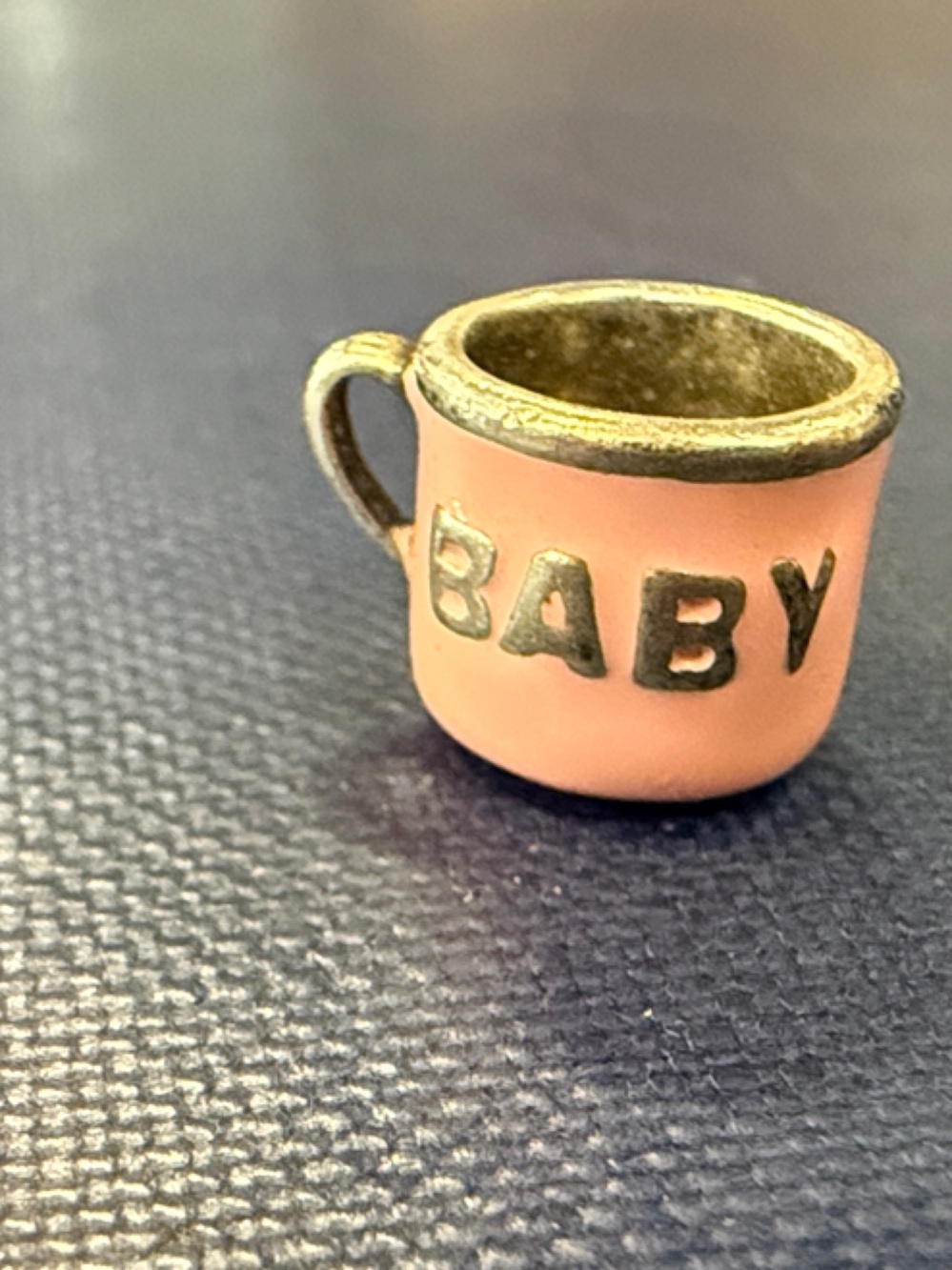 Pink enamel and 925 sterling silver BABY cup charm